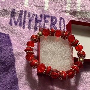 Fancy Red Beaded Bracelet in red gift box